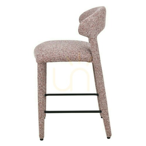 Check Set of 2 IROKI upholstered stools in a beige and burgundy melange Nova Nook color