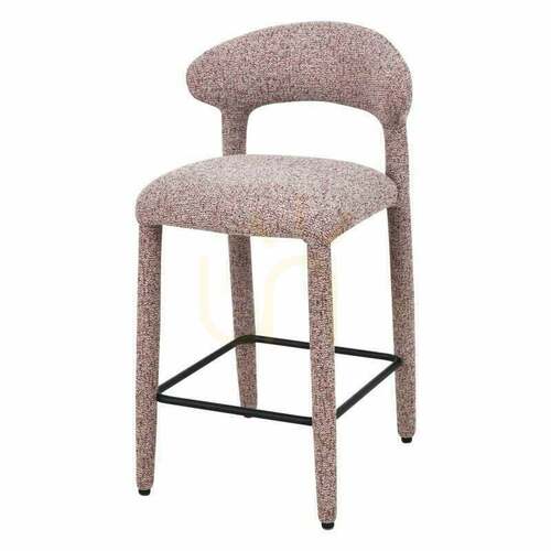 Check Set of 2 IROKI upholstered stools in a beige and burgundy melange Nova Nook color