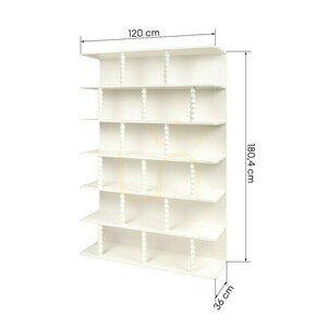 PERLEN Tall Shelf, white, with Nova Nook spherical brackets small 3