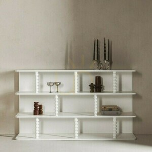 Nova Nook PERLEN low shelving unit, white, 160 cm, with ball-shaped supports small 1