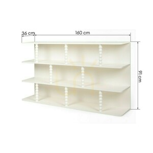 Nova Nook PERLEN low shelving unit, white, 160 cm, with ball-shaped supports small 2