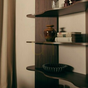 RHIO Nova Nook wall-mounted shelving unit 6 wavy shelves Villa walnut 120x36x181 cm small 1