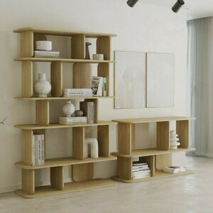 ROOM II – tall bookcase with rounded shapes, Cremona Torro Nova Nook oak small 3