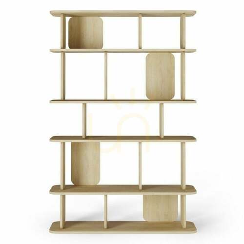 Check ROOM II – tall bookcase with rounded shapes, Cremona Torro Nova Nook oak