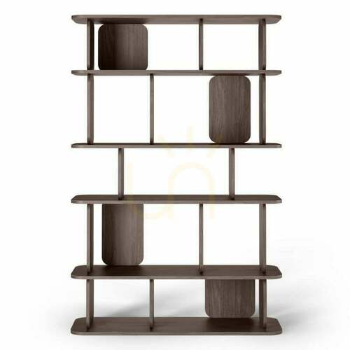 Check ROOM II – a tall bookcase with rounded shapes, in Villa Walnut Nova Nook