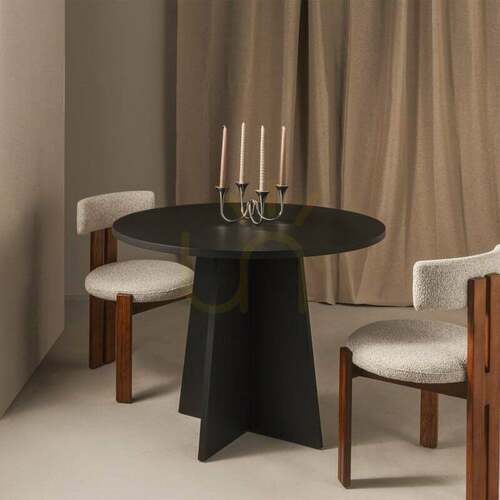 Check ERLO 100 cm Round Dining Table, Black Nova Nook