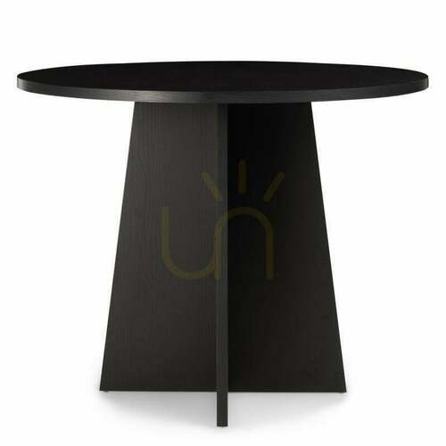 Check ERLO 100 cm Round Dining Table, Black Nova Nook