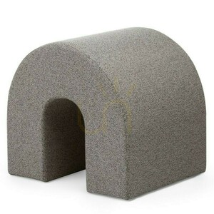 ARR Upholstered Ottoman, with a rounded shape, in light brown Nova Nook small 0