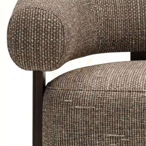Check MARBELLO Armchair, Brown-Cream/Walnut, Rounded Shapes by Nova Nook