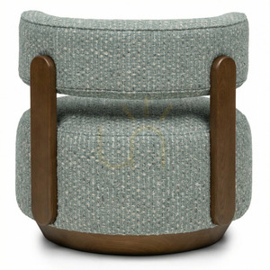 Nova Nook MARABELL upholstered lounge chair, blue-beige, walnut-finish wood small 5