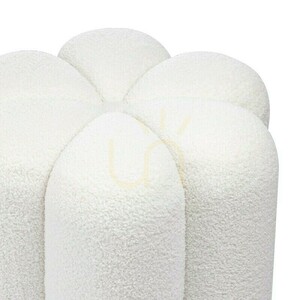 Nova Nook FLORI Upholstered Pouf in White Bouclé Fabric small 1