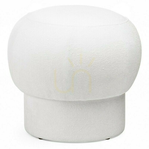 Check BOOP Upholstered Pouf, Round, White, Nova Nook