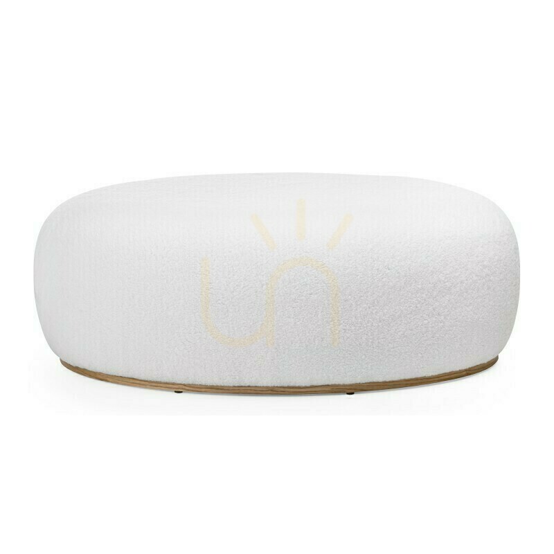 PEBBLE Upholstered Ottoman, White, with Rounded Shapes by Nova Nook