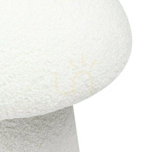 Check CAPPI Upholstered Ottoman, white, made of bouclé fabric, with rounded shapes by Nova Nook