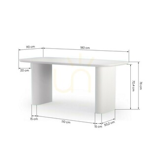 Nova Nook ESILLA dining table, white, with fluted legs small 5