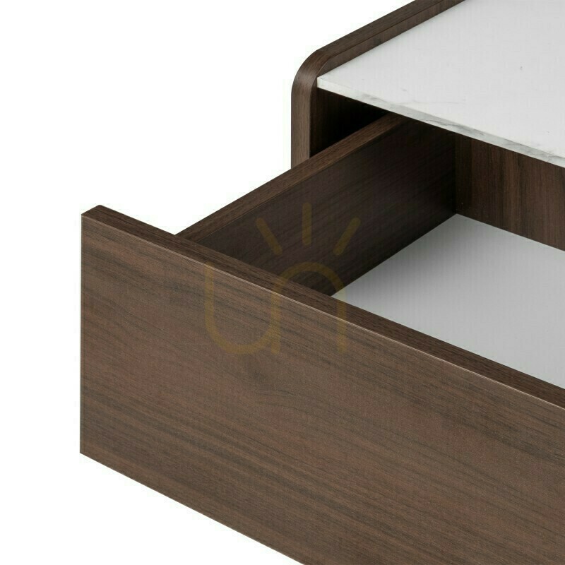 Display TANNA Nightstand, Walnut, Crystal Marble, Rounded Nova Nook TANNA Nightstand, Walnut, Crystal Marble, Rounded Nova Nook