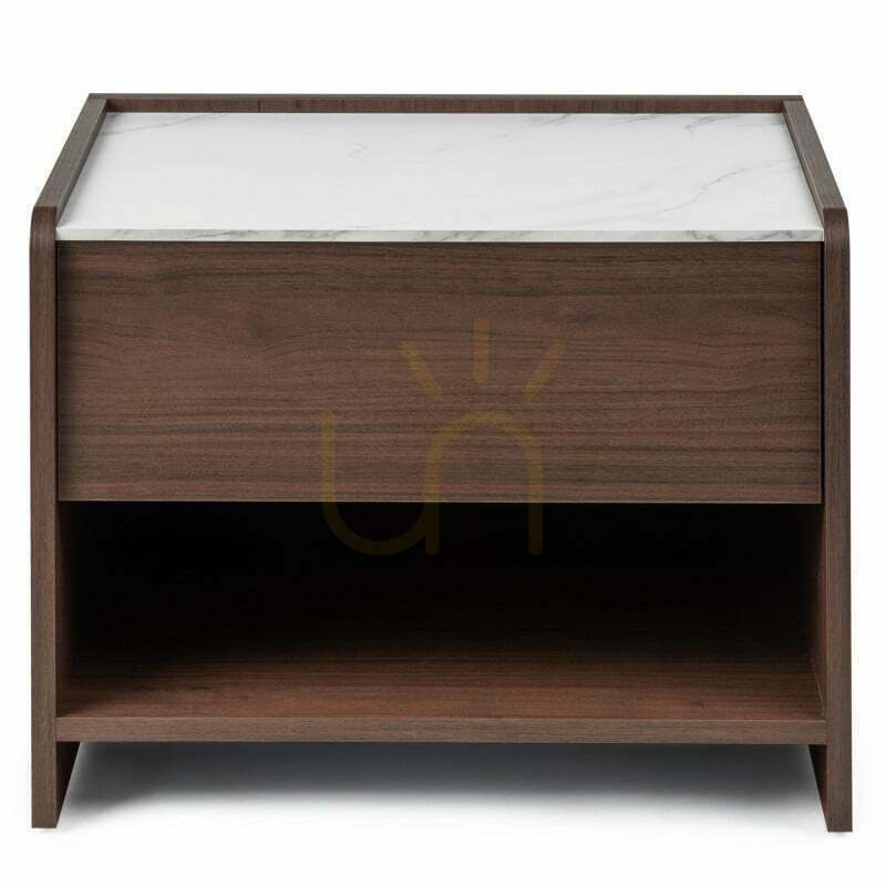 Check TANNA Nightstand, Walnut, Crystal Marble, Rounded Nova Nook TANNA Nightstand, Walnut, Crystal Marble, Rounded Nova Nook