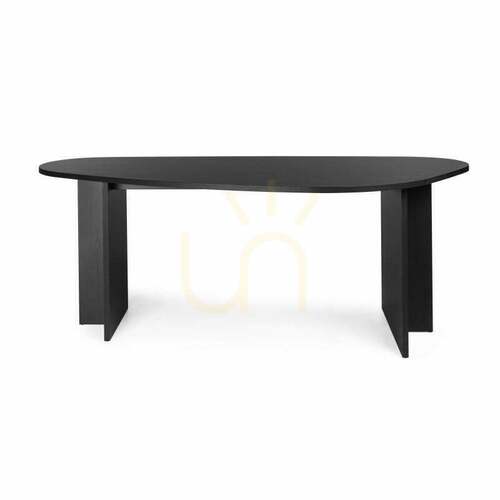 Check ZEV table, 200 cm high, with an irregular tabletop, black with a visible wood grain (Nova Nook)