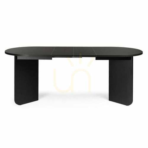 Check MAUT Extendable Dining Table 140–200 cm, Oval Black Wood-Structure Top, Metal Legs, Nova Nook NN-MAU-FUR-DINTAB-BLA-575