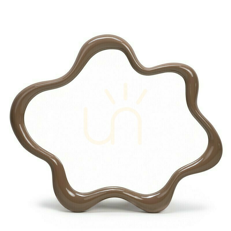IZZY Wall Mirror, irregularly shaped, light brown/mocha, glossy, by Nova Nook