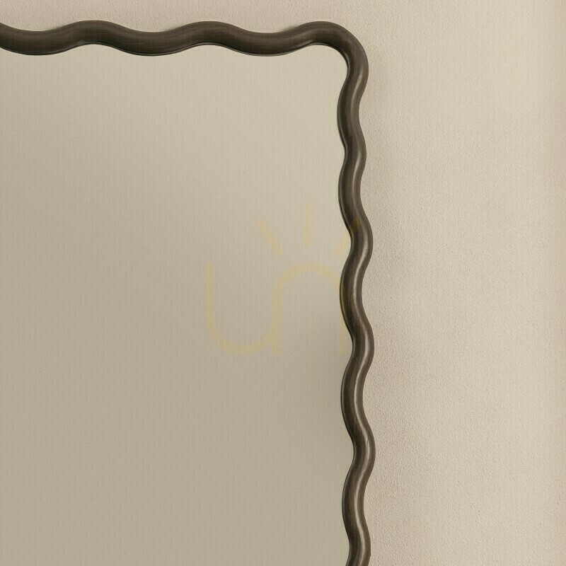 Display IMMER Wall Mirror with a Wavy Frame, Dark Walnut by Nova Nook IMMER Wall Mirror with a Wavy Frame, Dark Walnut by Nova Nook