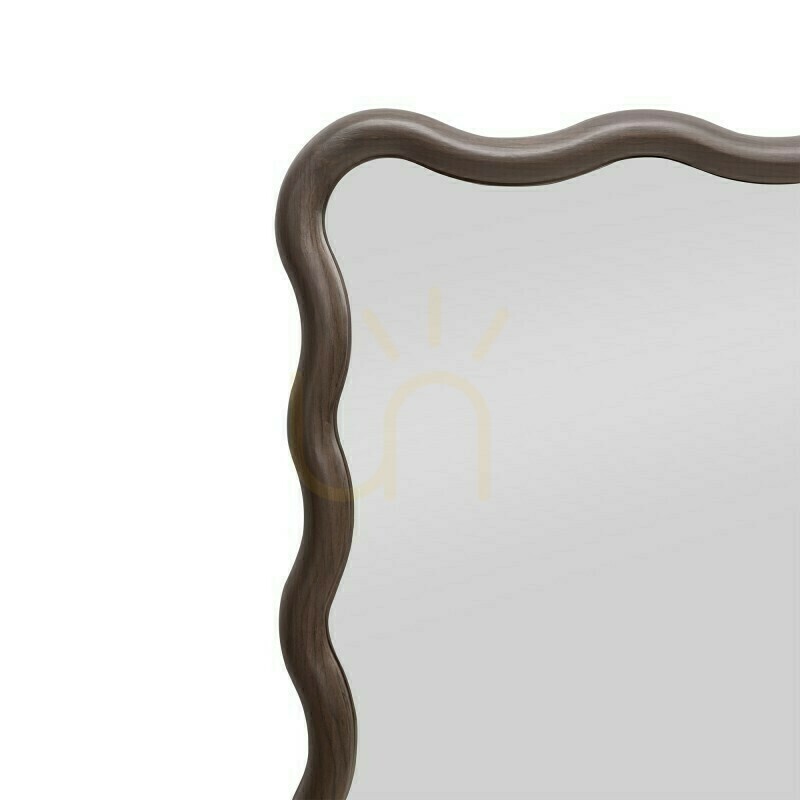 Show IMMER Wall Mirror with a Wavy Frame, Dark Walnut by Nova Nook IMMER Wall Mirror with a Wavy Frame, Dark Walnut by Nova Nook