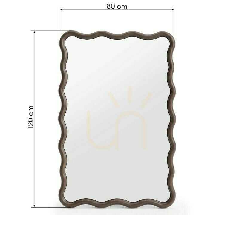 Check IMMER Wall Mirror with a Wavy Frame, Dark Walnut by Nova Nook IMMER Wall Mirror with a Wavy Frame, Dark Walnut by Nova Nook