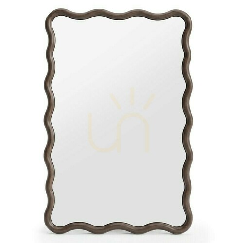 Check IMMER Wall Mirror with a Wavy Frame, Dark Walnut by Nova Nook