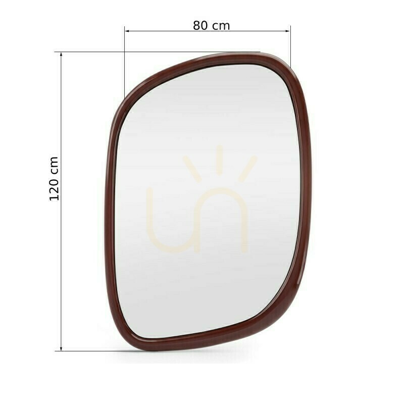 Display IRISO wall-mounted mirror, irregularly shaped, burgundy-brown in color, with a Nova Nook gloss finish IRISO wall-mounted mirror, irregularly shaped, burgundy-brown in color, with a Nova Nook gloss finish
