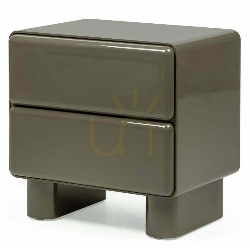 Preview AGOS Nightstand with Drawers, Green-Gray, Rounded, Glossy Nova Nook AGOS Nightstand with Drawers, Green-Gray, Rounded, Glossy Nova Nook