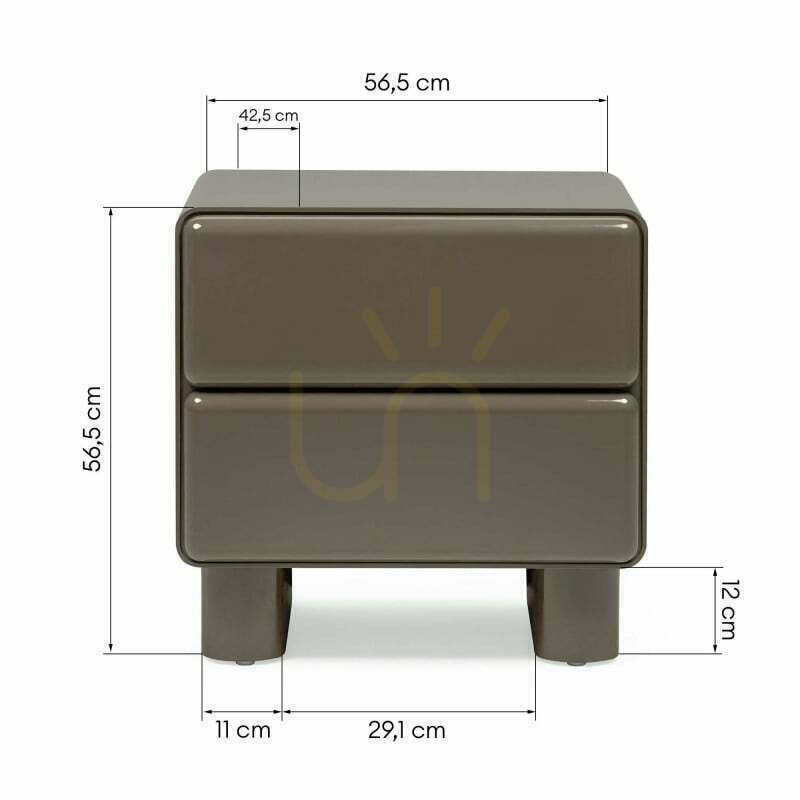 Check AGOS Nightstand with Drawers, Green-Gray, Rounded, Glossy Nova Nook AGOS Nightstand with Drawers, Green-Gray, Rounded, Glossy Nova Nook