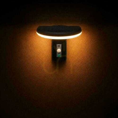 Check V-TAC 2W LED Solar-Powered Garden Wall Sconce with Motion Sensor, IP54, VT-81018, 3000K, 95 lm, 3-Year Warranty