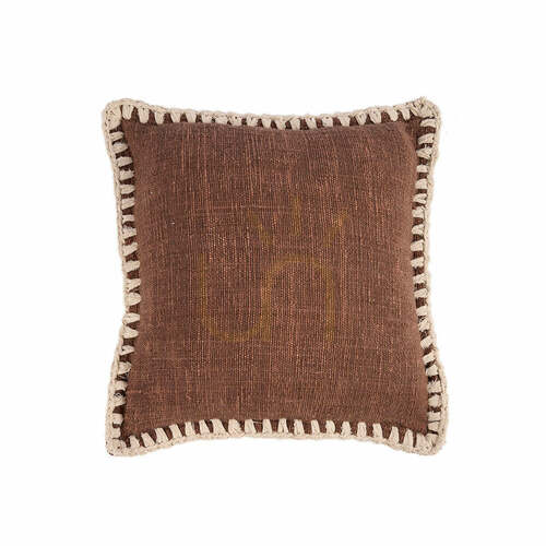 Check Cushion Cover BAZAR BIZAR Brown White Fabric 50x50 cm