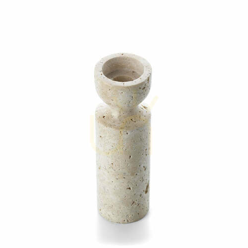 Check BAZAR BIZAR Travertine Candle Holder Beige Stone M