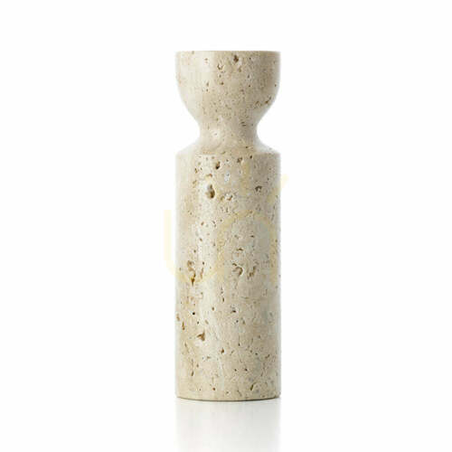 Check BAZAR BIZAR Travertine Candle Holder Beige Stone M
