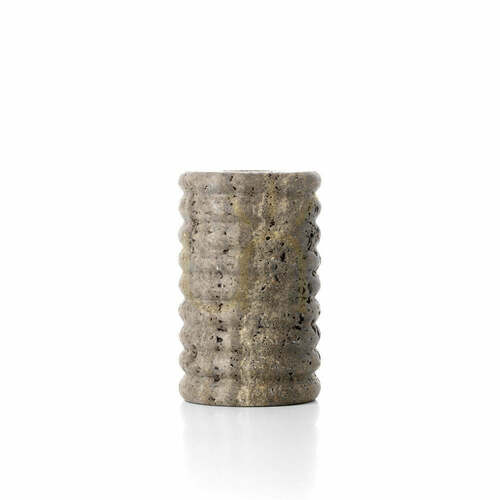 Check BAZAR BIZAR Travertine Ripple Grey Candle Holder M