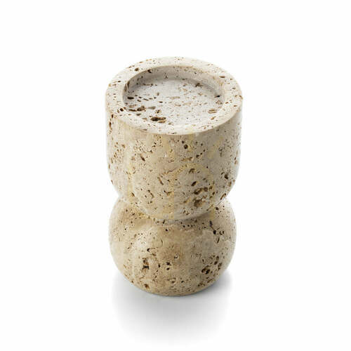 Check Travertine Candle Holder BAZAR BIZAR Beige Stone 16.3 cm