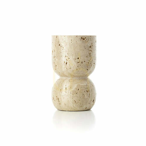Check Travertine Candle Holder BAZAR BIZAR Beige Stone 16.3 cm