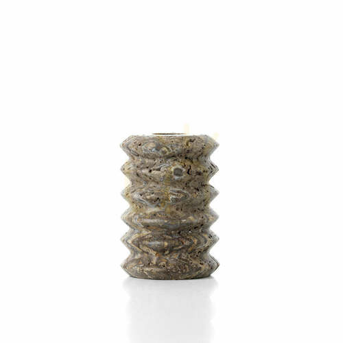 Check Travertine Ripple Taper Candle Holder BAZAR BIZAR Grey Stone S
