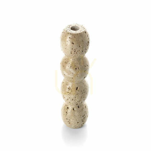 Check Travertine Taper Candle Holder BAZAR BIZAR Beige Stone L