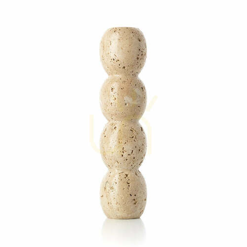 Check Travertine Taper Candle Holder BAZAR BIZAR Beige Stone L