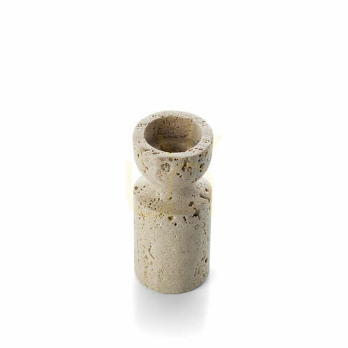 Check Travertine Candle Holder BAZAR BIZAR Beige Stone S