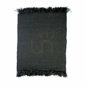 Handmade Black Natural Fibre Fringed Carpet 200x300 BAZAR BIZAR small 0
