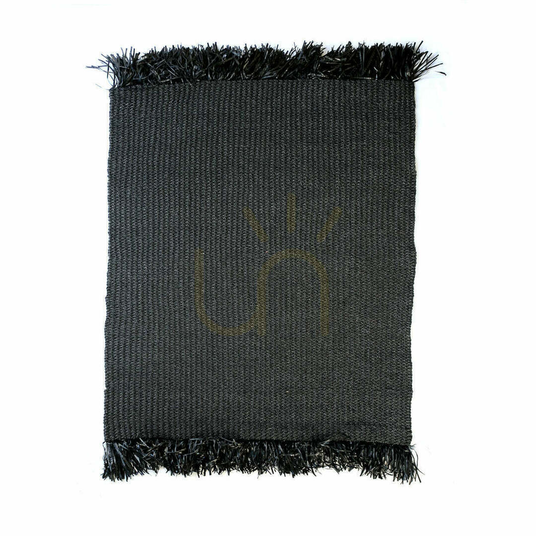 Handmade Black Natural Fibre Fringed Carpet 200x300 BAZAR BIZAR