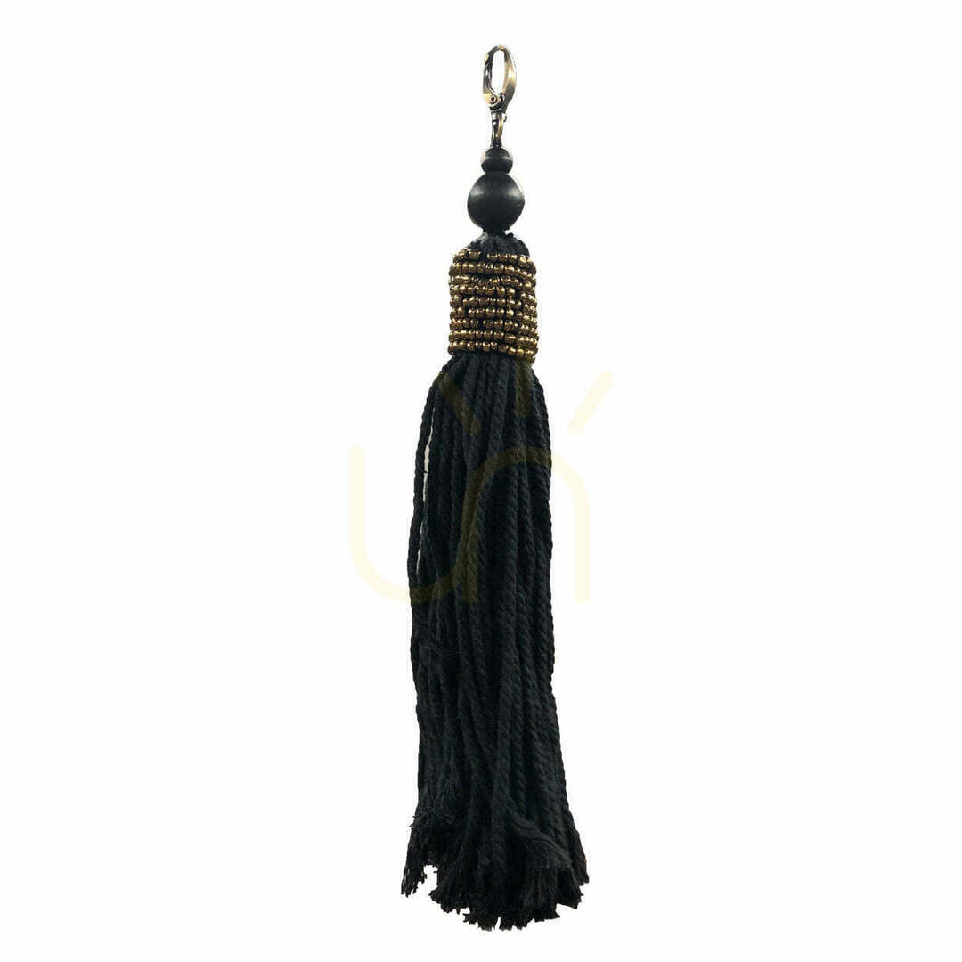 BAZAR BIZAR Black Fabric Boho Keychain 20 cm