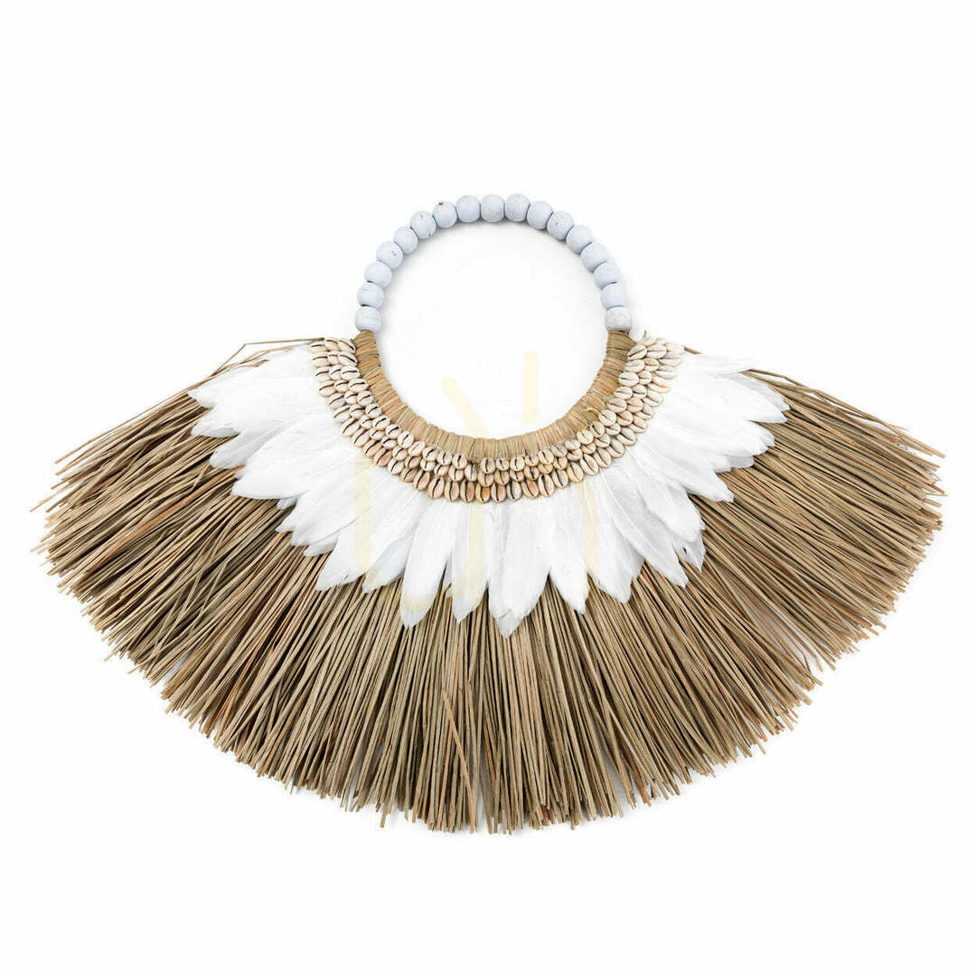 Decorative Feather Necklace BAZAR BIZAR Natural White Natural Fibre 40x50 cm