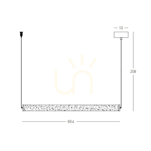 Pendant LED Line Light 23W 3000k Triac Sandy Black - Alabaster ZAMBELIS small 4