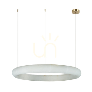 Round Pendant LED Light 45W 3000k Triac Alabaster - Brass ZAMBELIS small 1