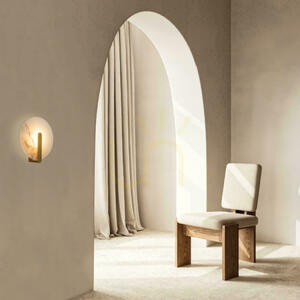 Zambelis 2552 wall light with natural alabaster, LED 5 W, 310 lm, 3000 K, brass, ø25 cm small 0