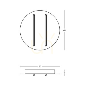 LED Ceiling Light 28 W 3000 K Ø40 cm, Sandy Brick Red Disc, Black Matt Sticks, ZAMBELIS small 1